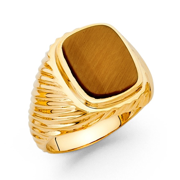 14K Yellow Gold CZ Men's Ring